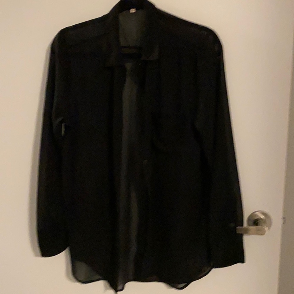 Aritzia sheer button down shirt